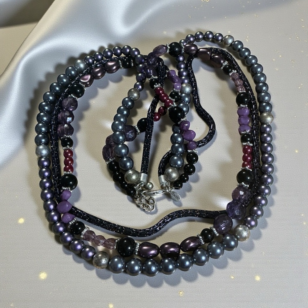 Chico's Purple Mix Beaded Necklace